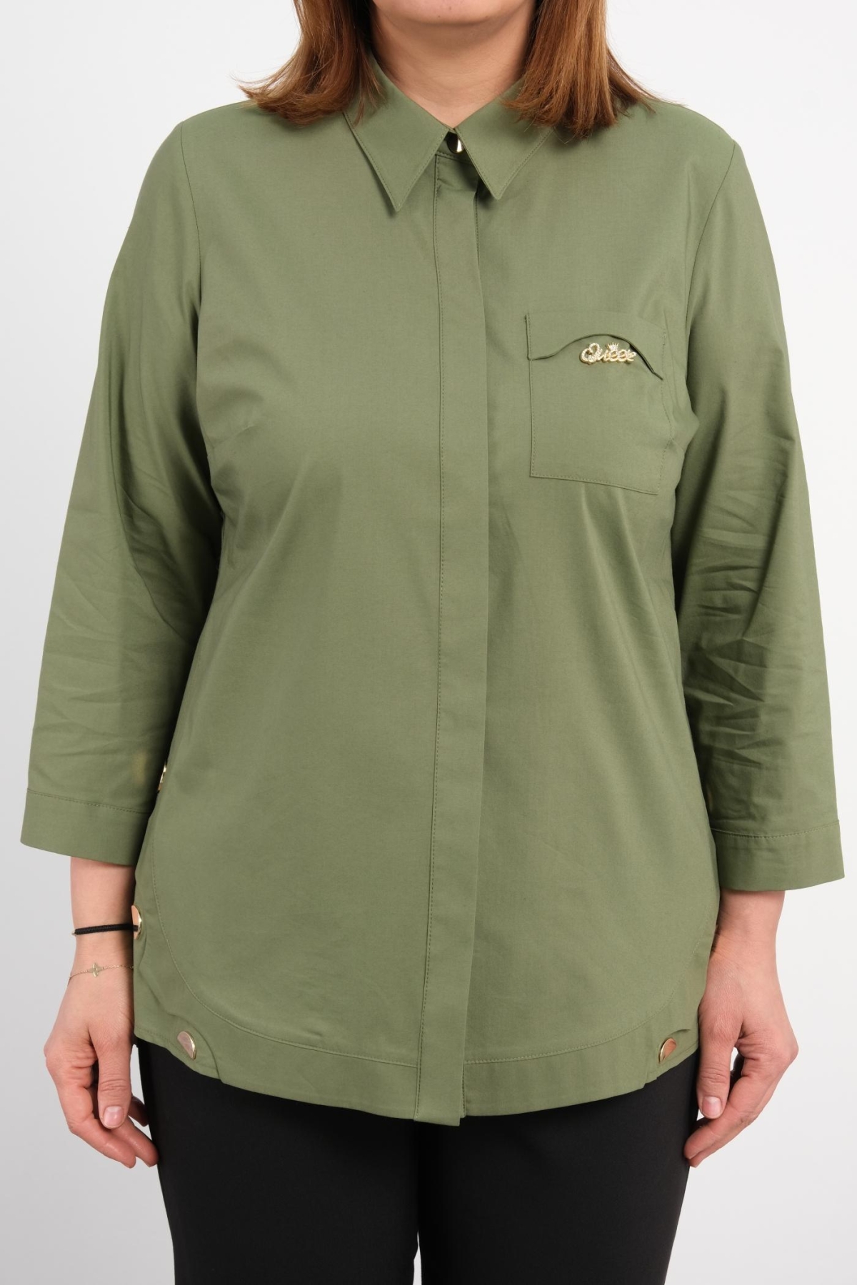 Super Plus Size Shirt-Khaki