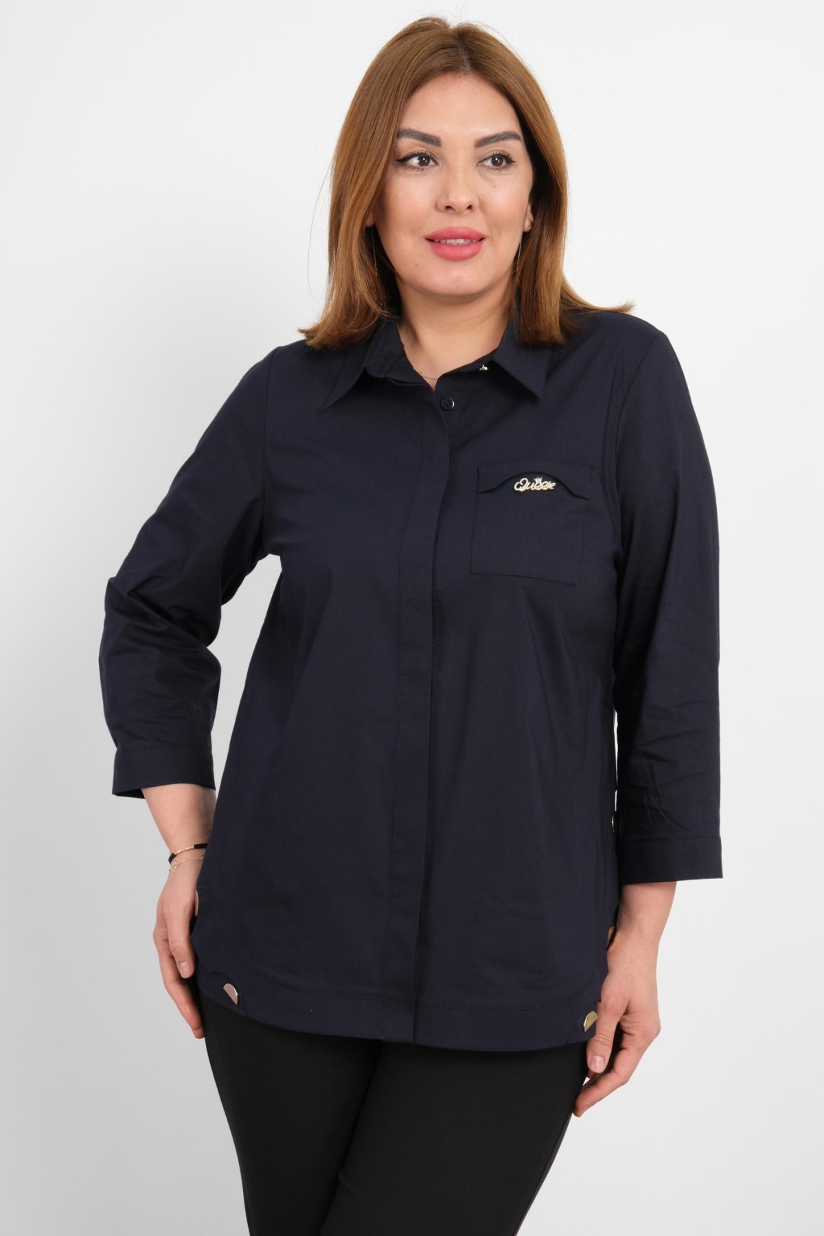 Plus Size Shirt-Dark Blue