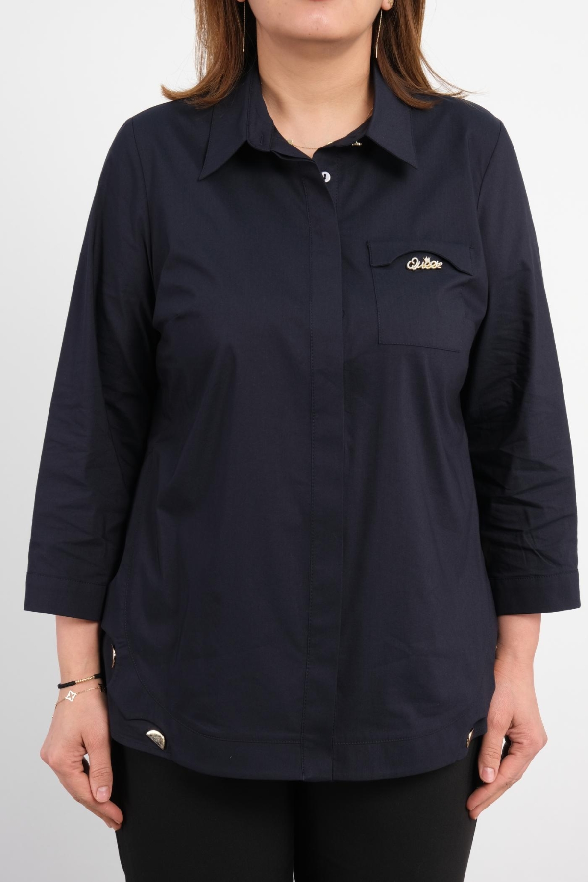 Plus Size Shirt-Dark Blue