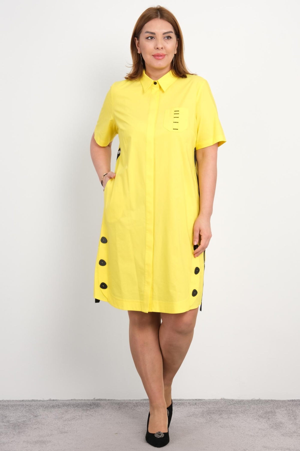 Plus Size Dress-Yellow