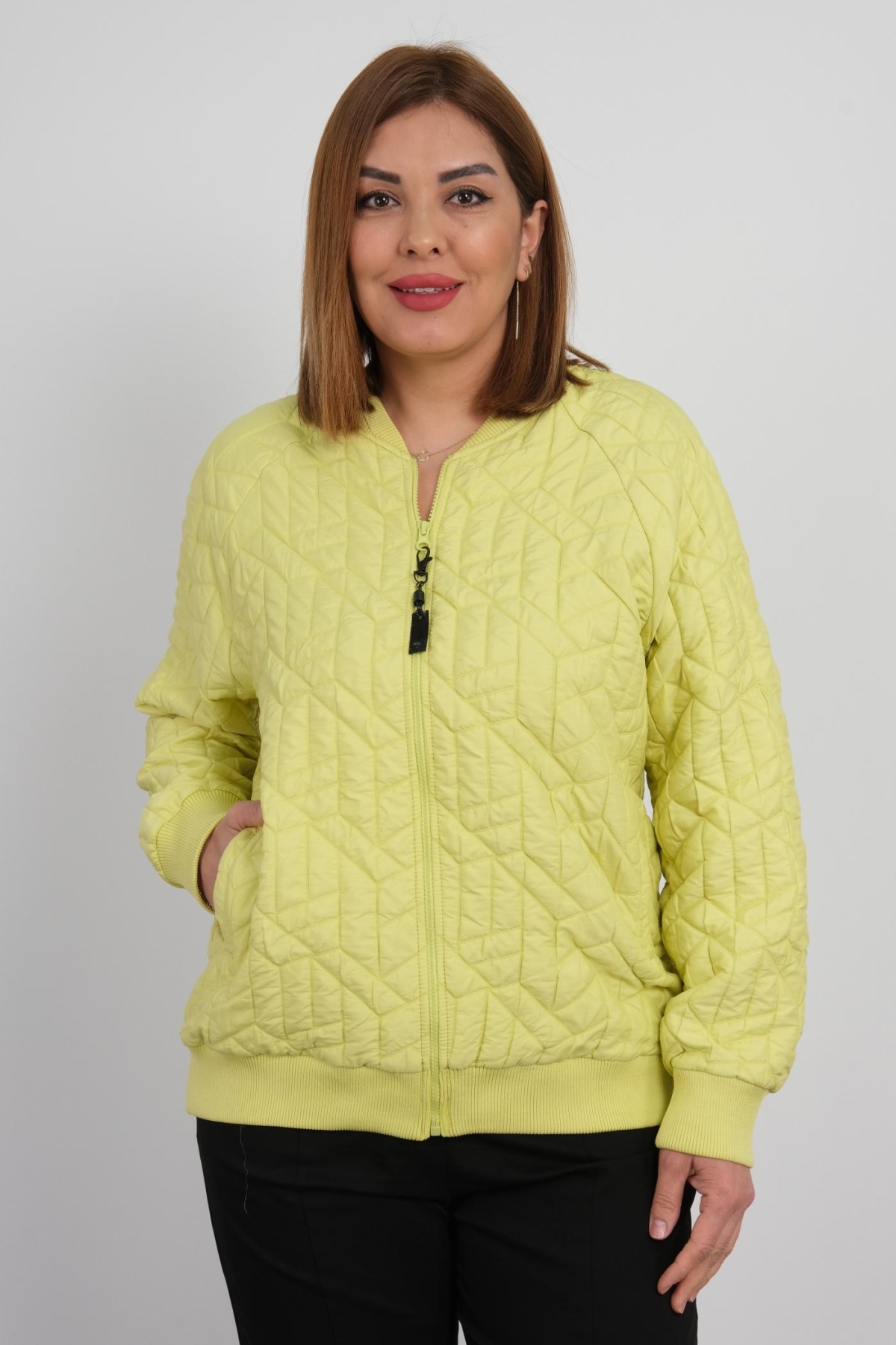 Plus Size Short Sport Jacket-Yellow