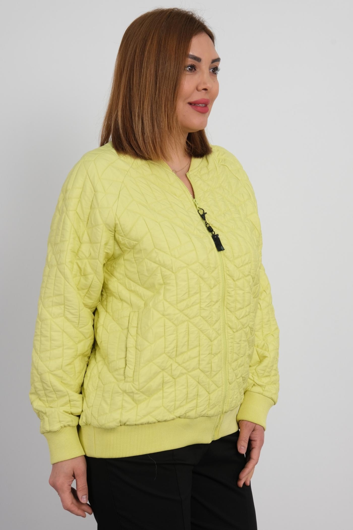 Plus Size Short Sport Jacket-Yellow