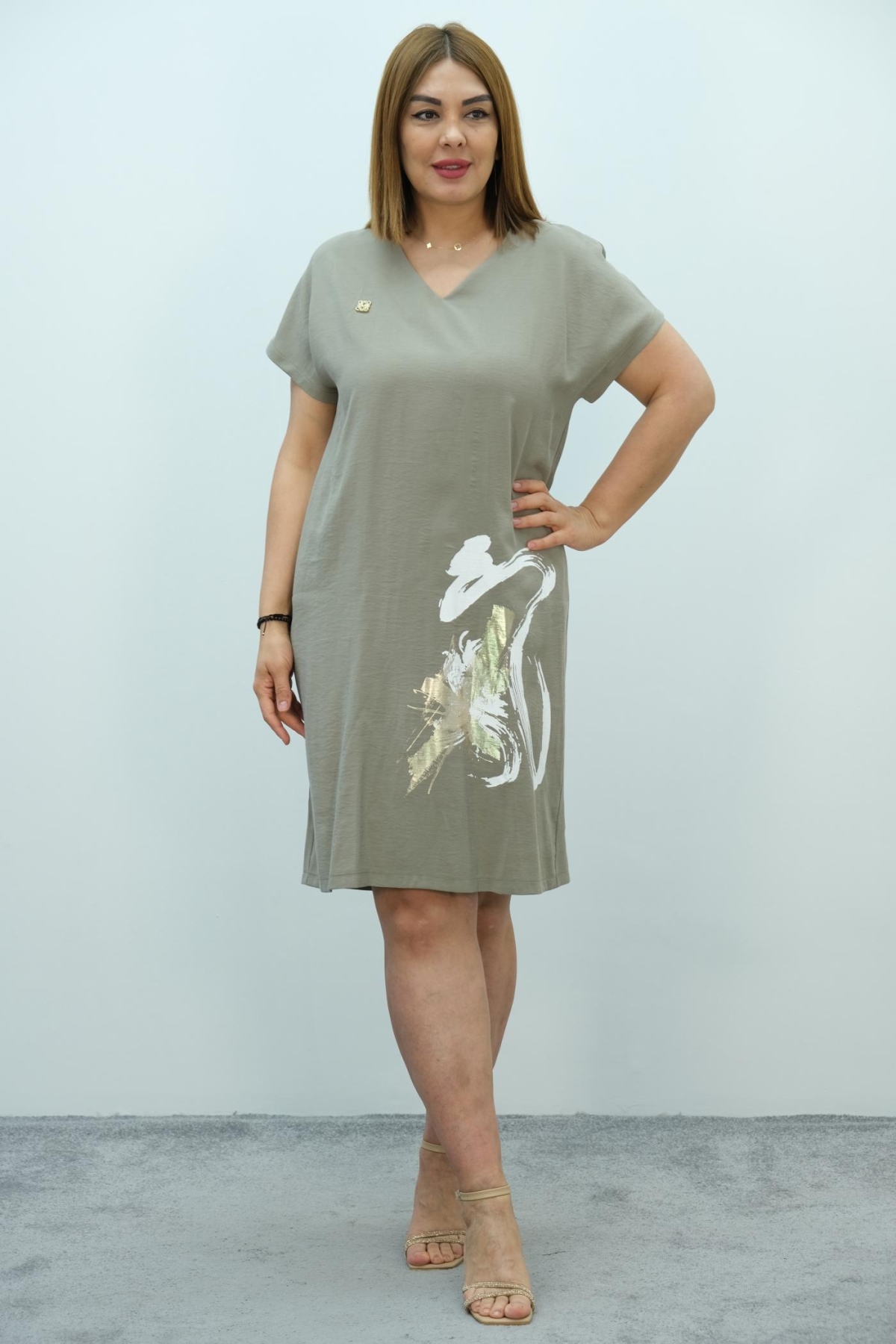 Plus Size Dress-Khaki