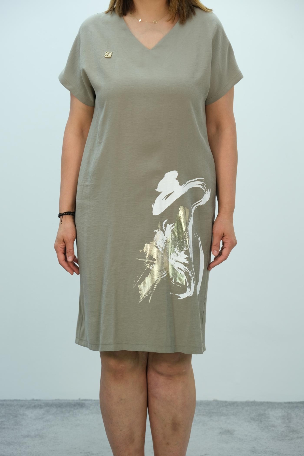 Plus Size Dress-Khaki
