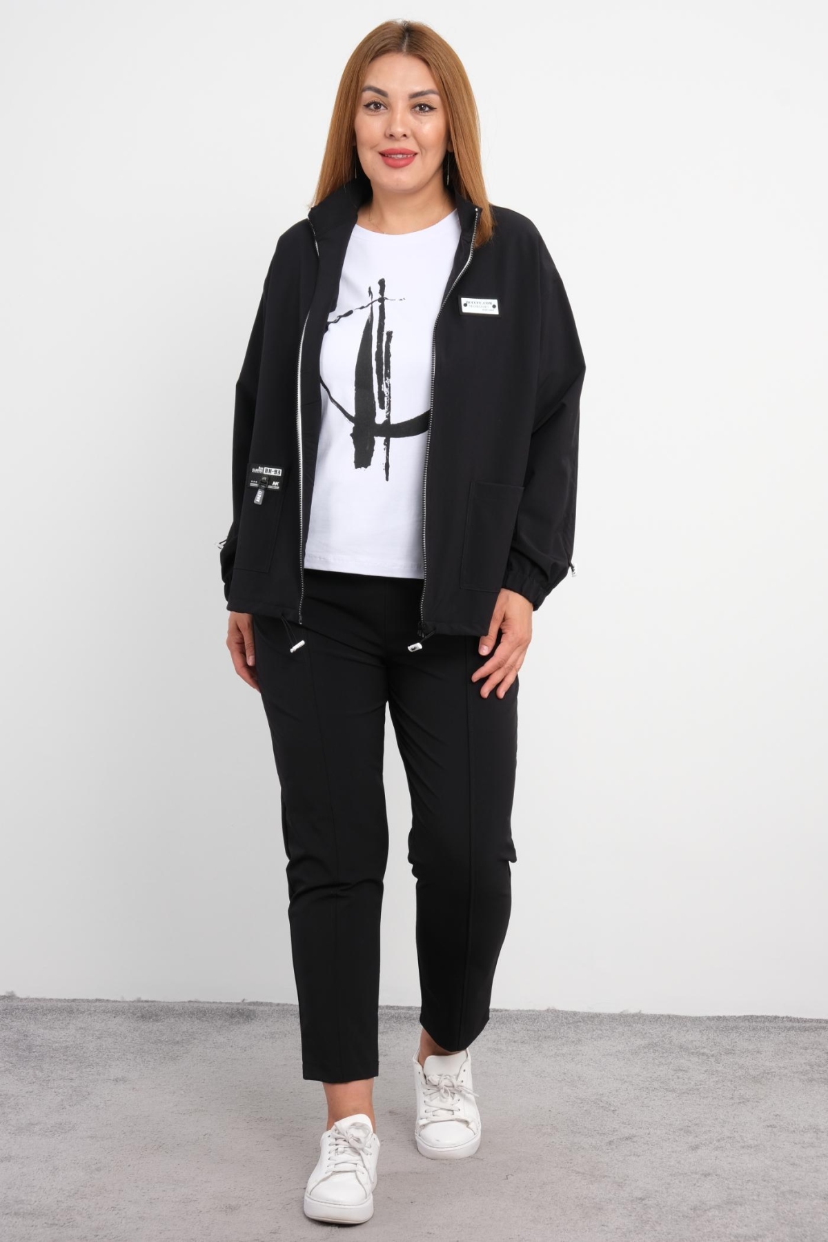Plus Size Three-Piece Set-Black