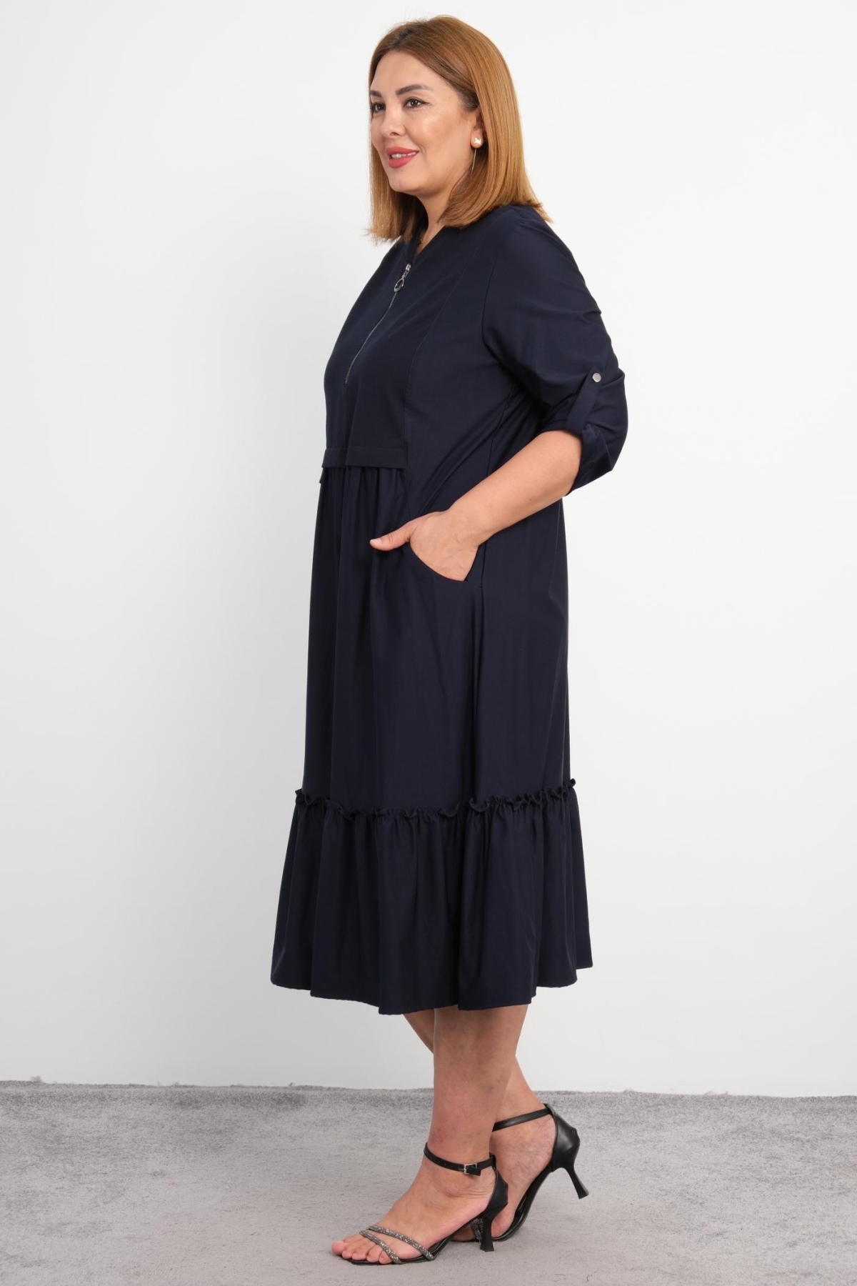 Plus Size Dress-Dark Blue