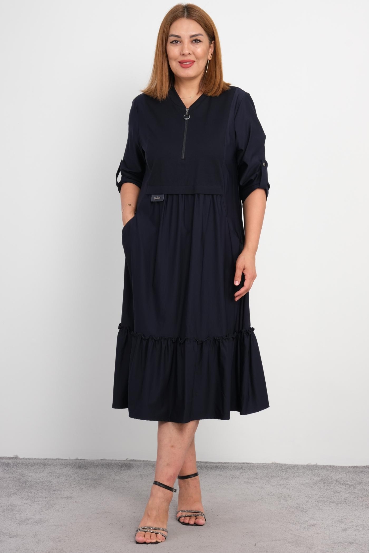Plus Size Dress-Dark Blue