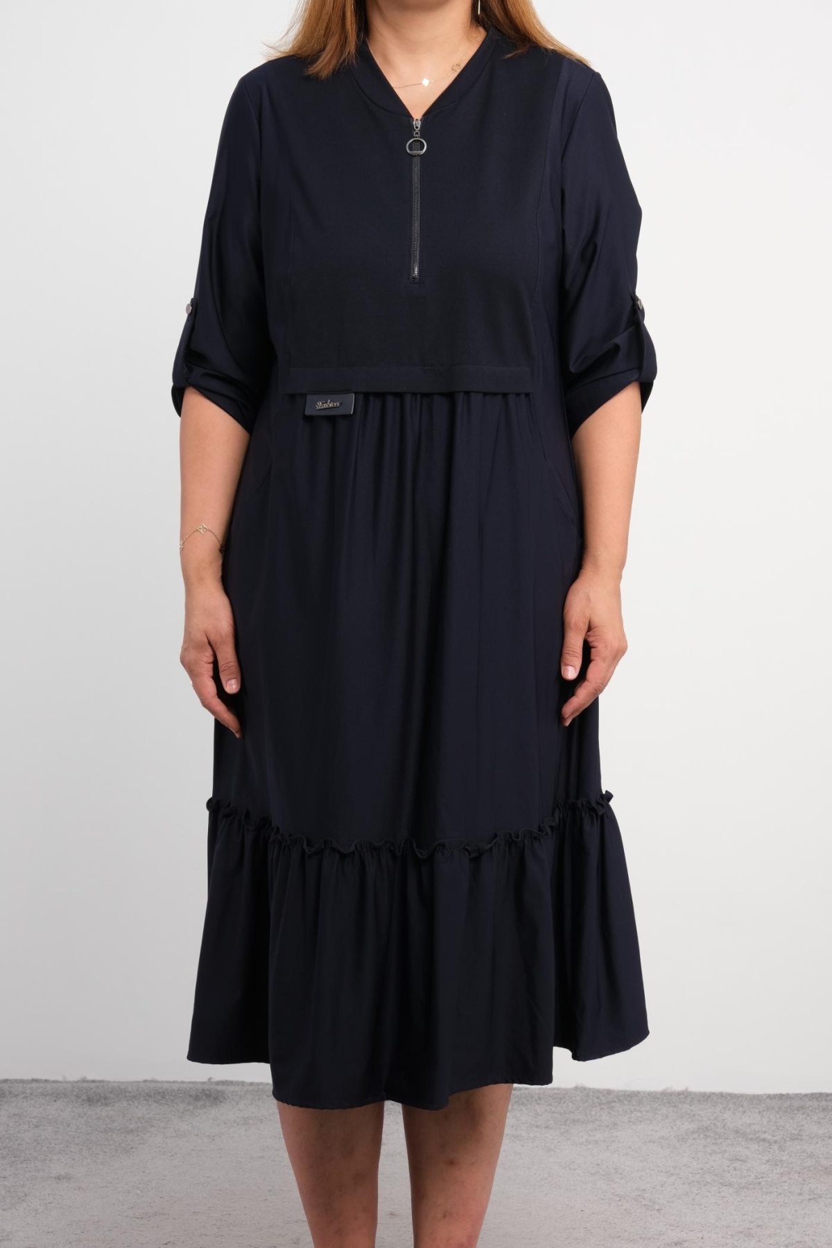 Plus Size Dress-Dark Blue