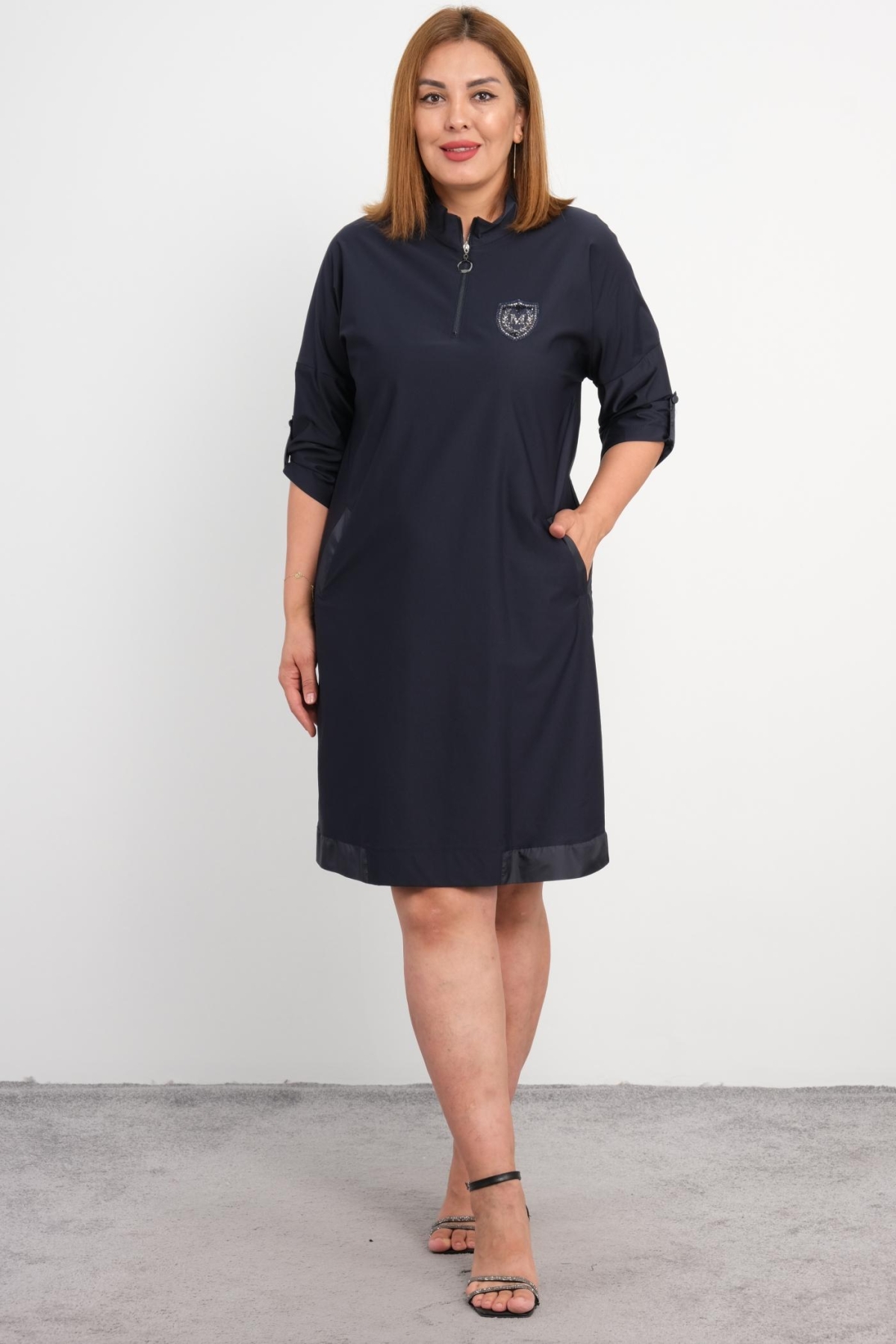 Plus Size Dress-Dark Blue