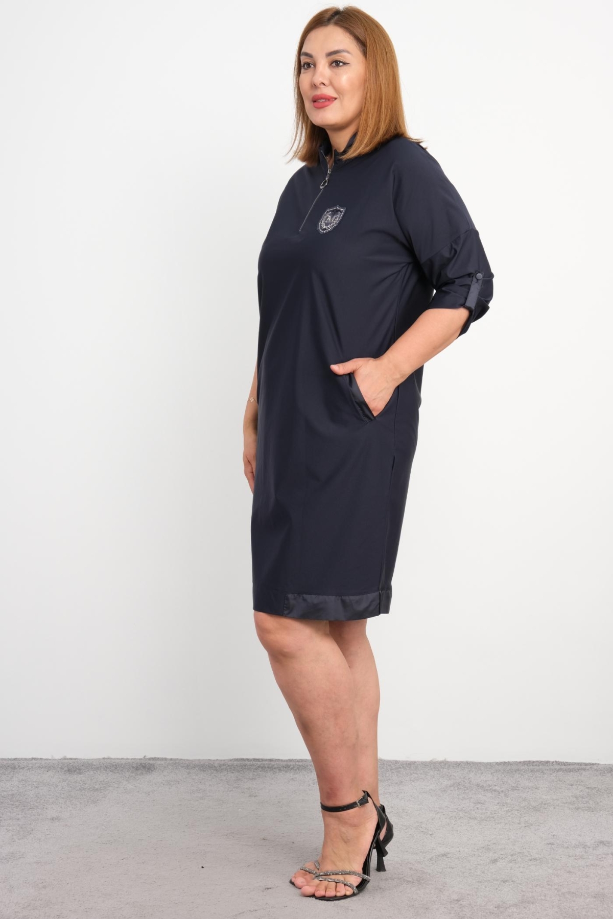Plus Size Dress-Dark Blue