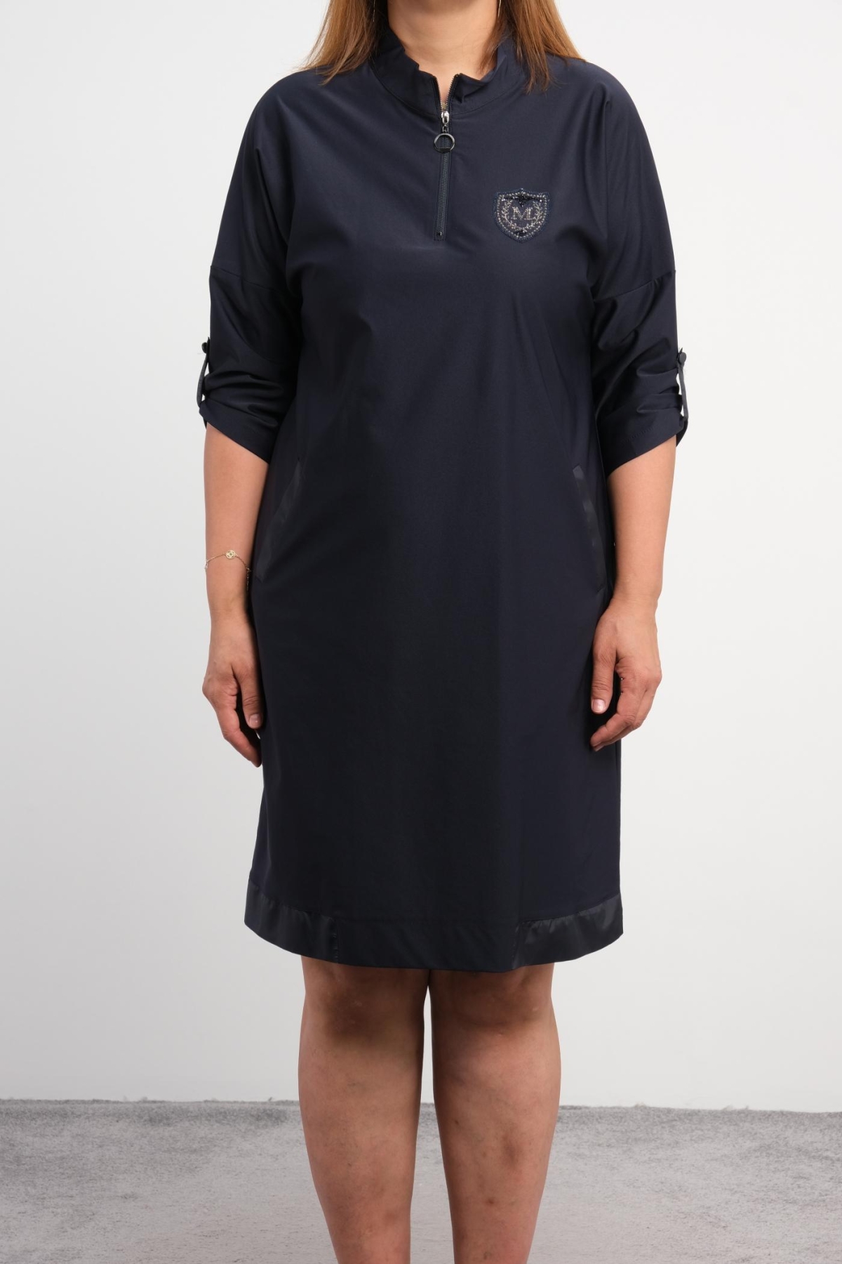 Plus Size Dress-Dark Blue