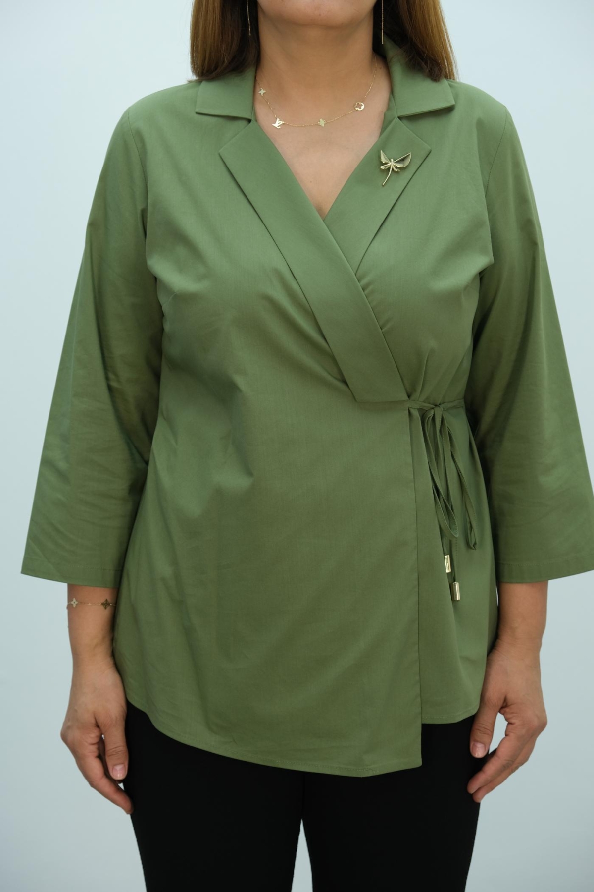 Plus Size Blouse-Khaki