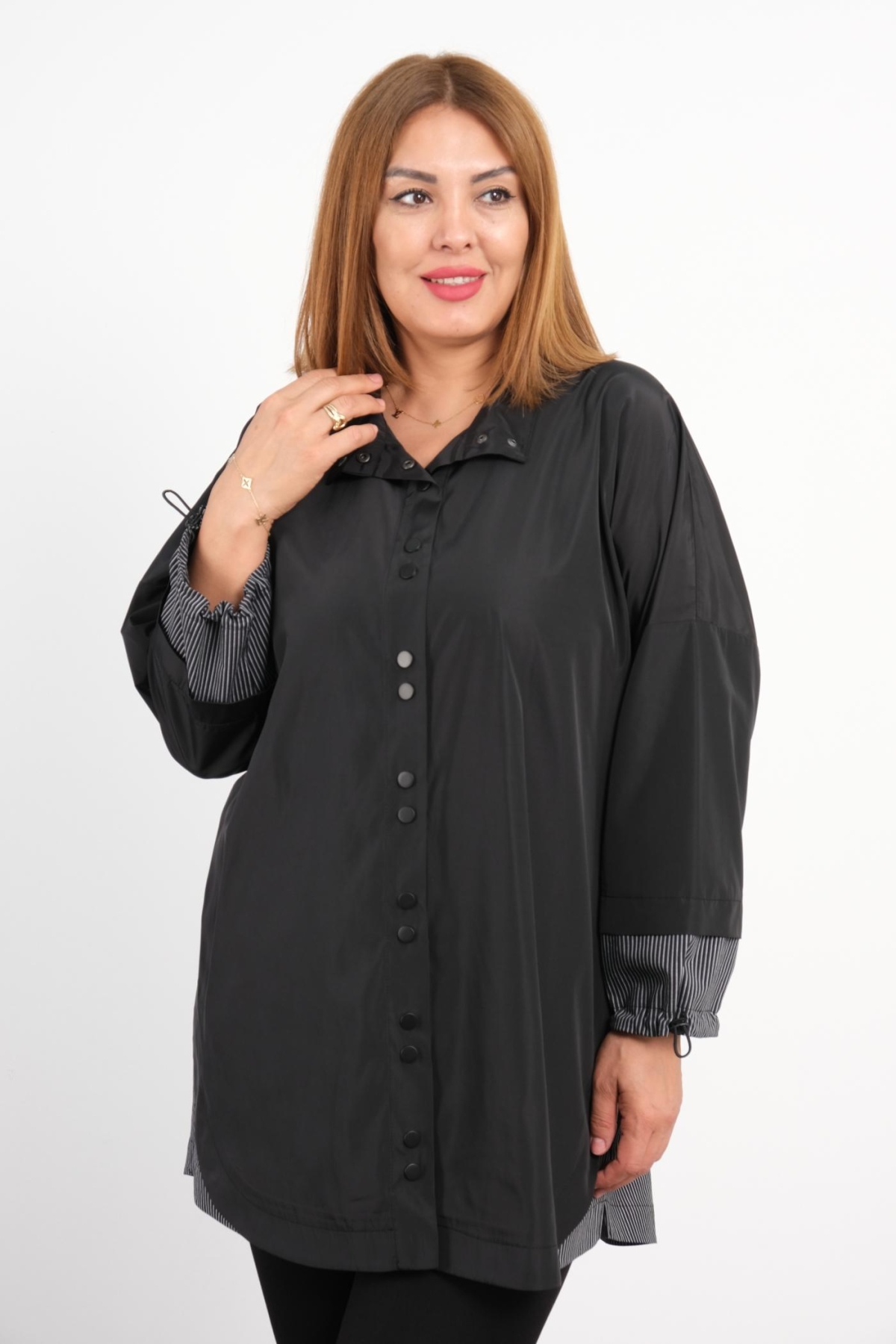 معطف مقاس كبير-الأسود