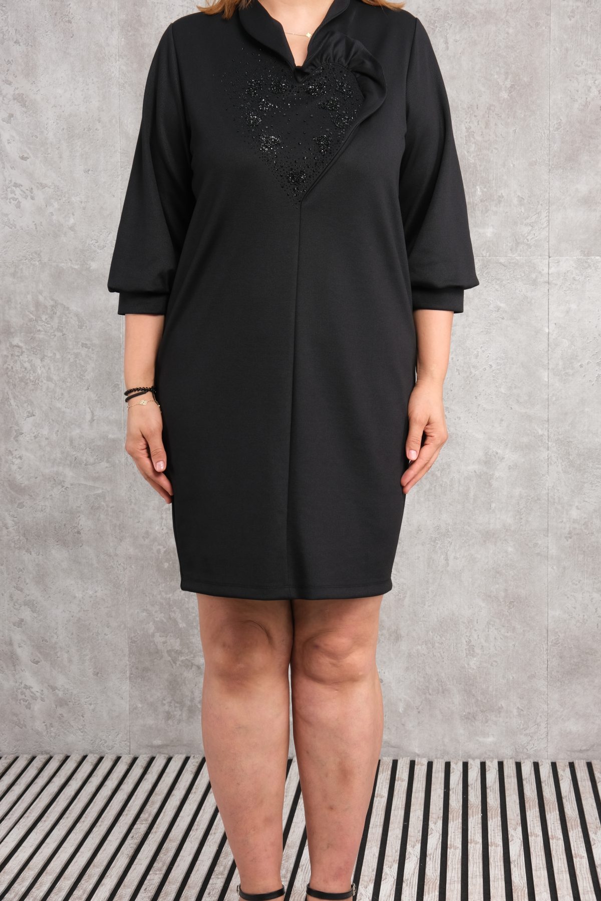 Plus Size Short Dress-Black