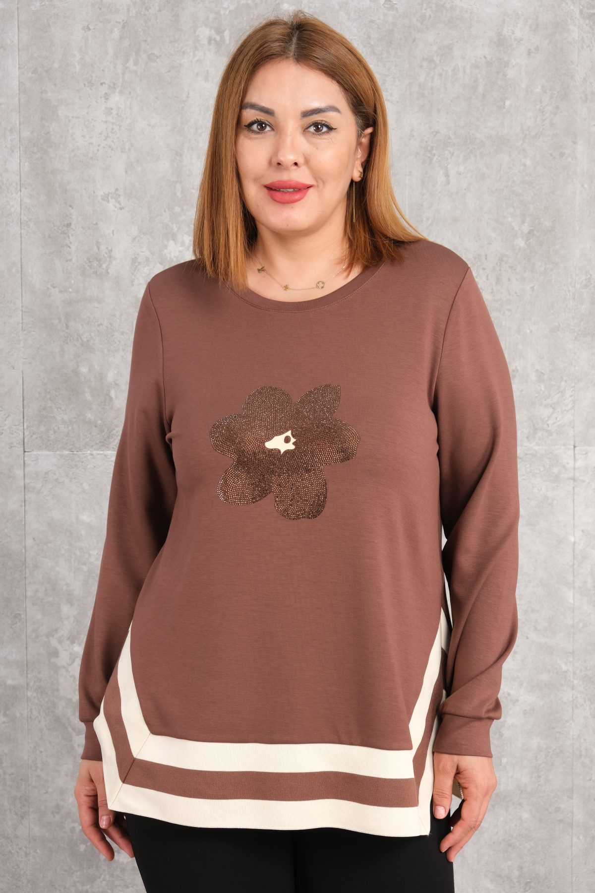 Plus Size Blouse-Brown