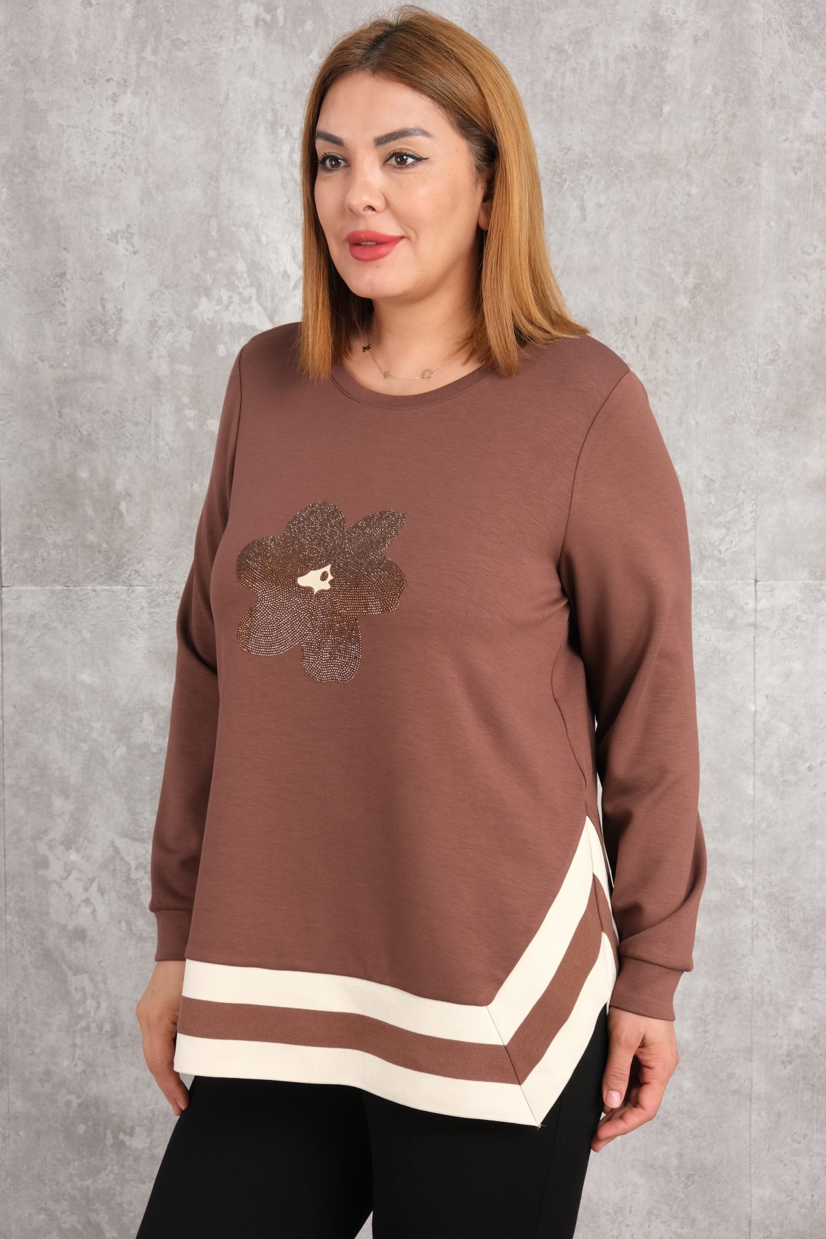 Plus Size Blouse-Brown