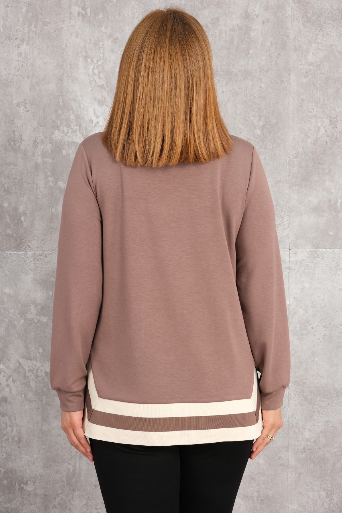 Plus Size Printed Blouse-Beige