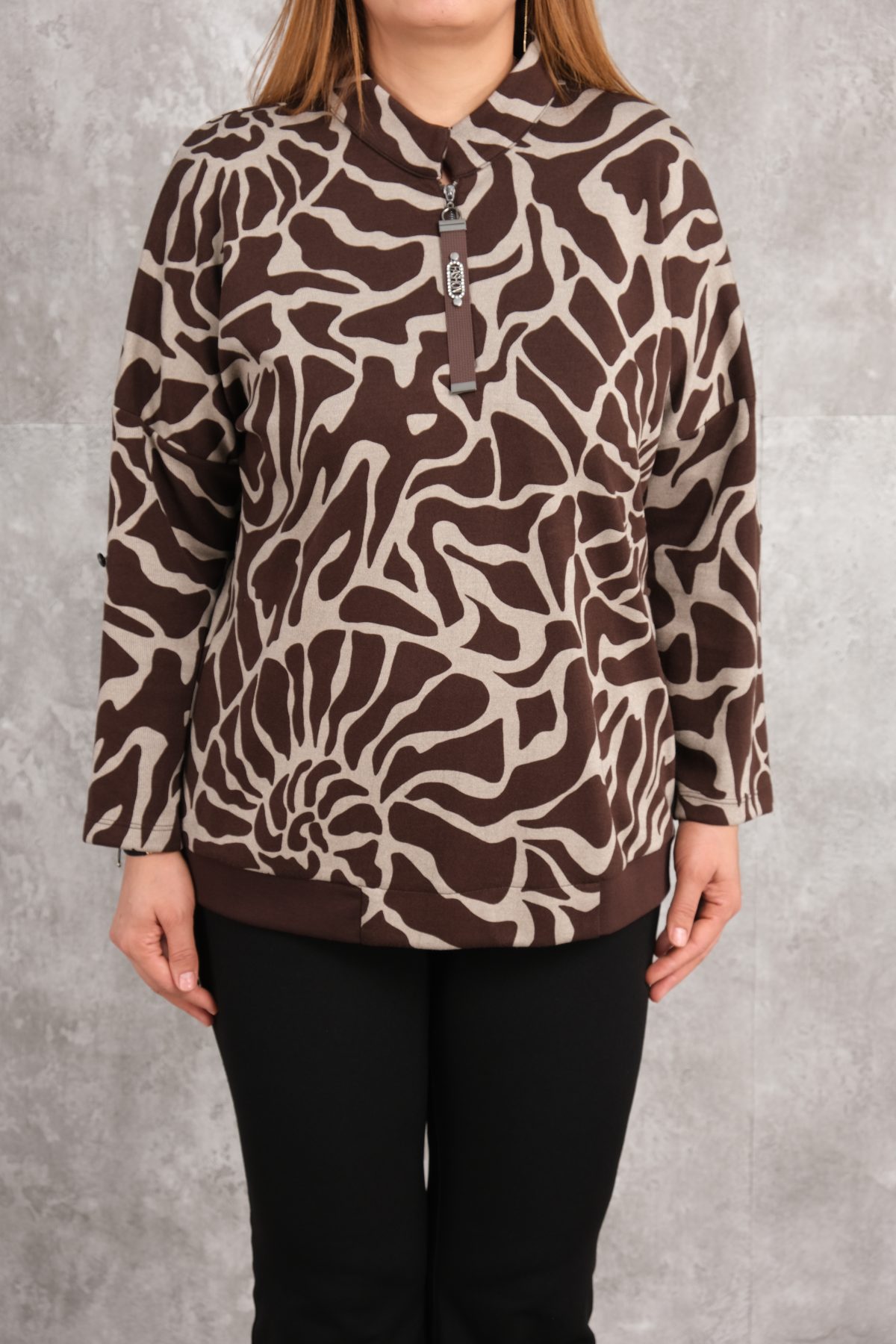 Super Plus Size Blouse-Brown