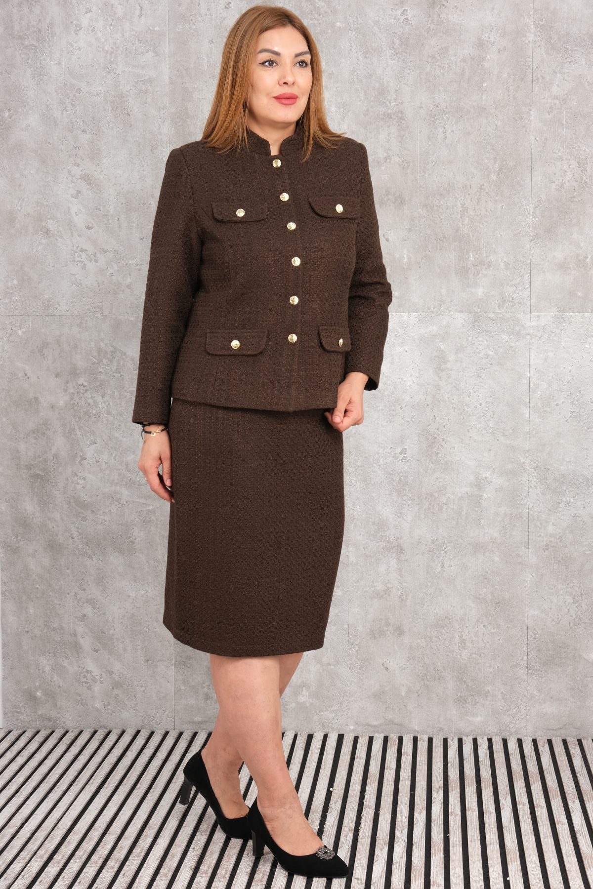 Plus Size Two-Piece Set-Brown