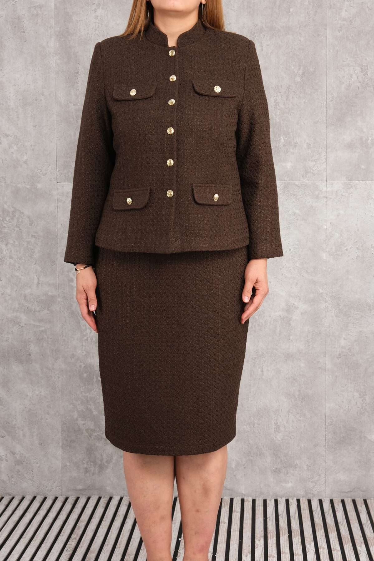 Plus Size Two-Piece Set-Brown