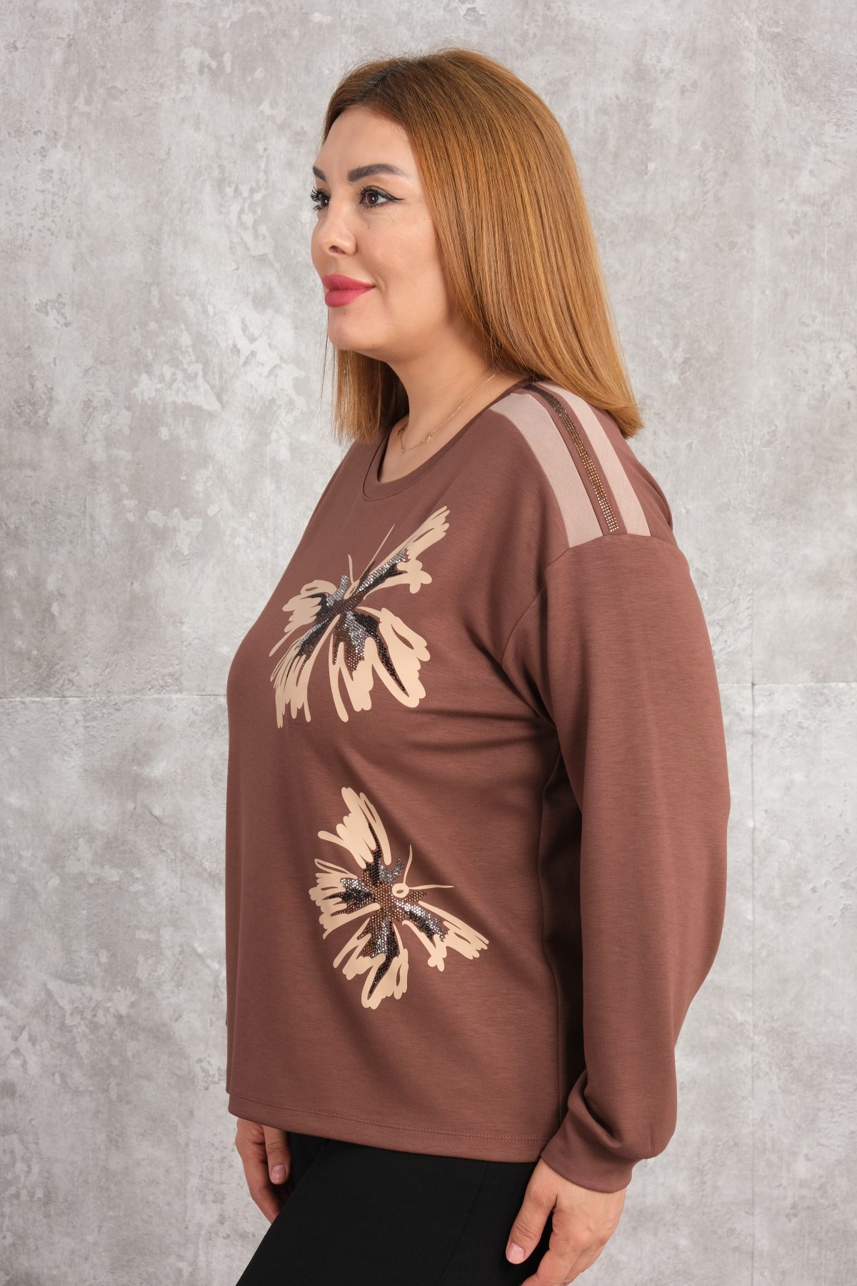 Plus Size Blouse-Brown