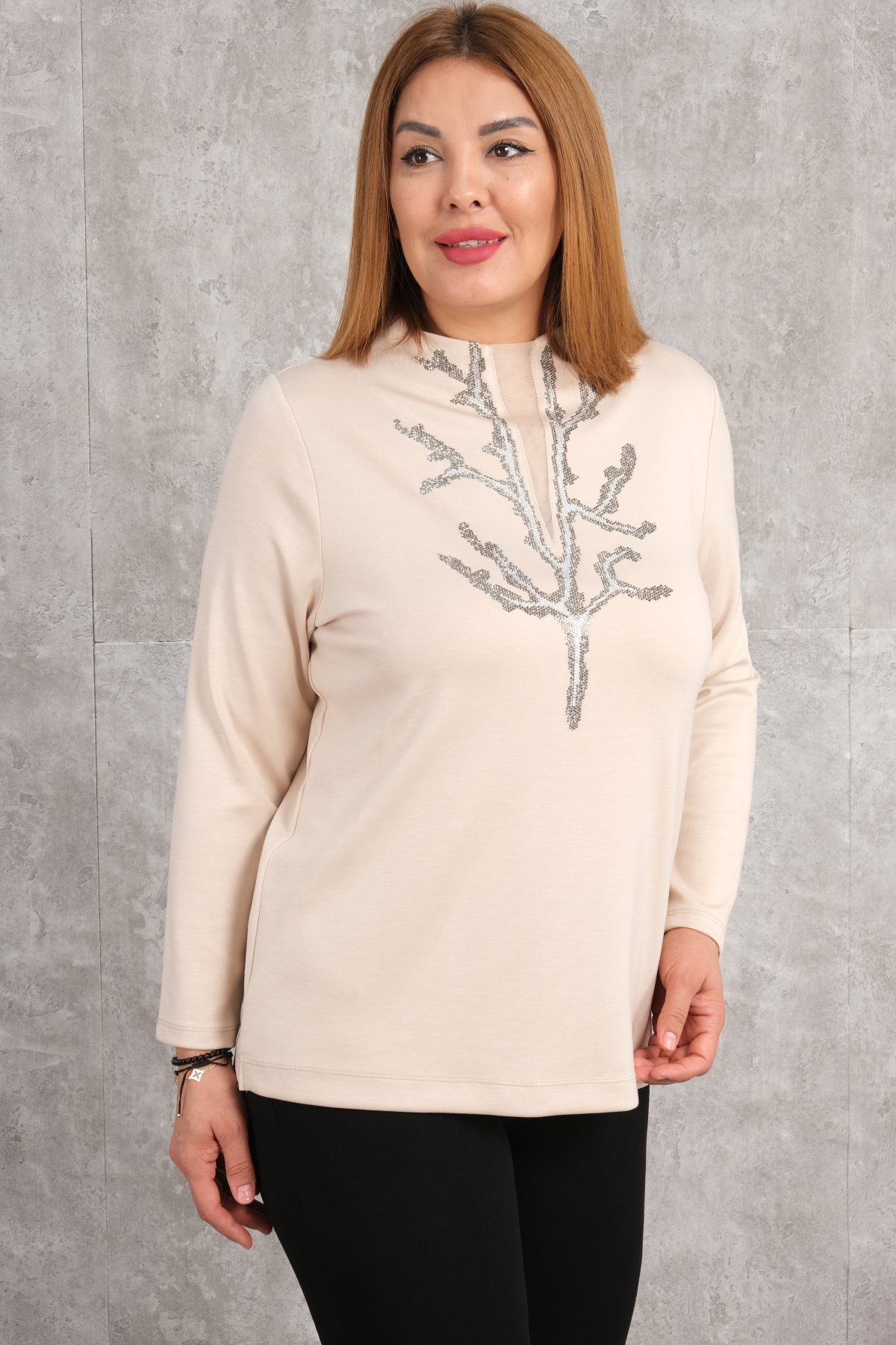 Plus Size Blouse-Beige