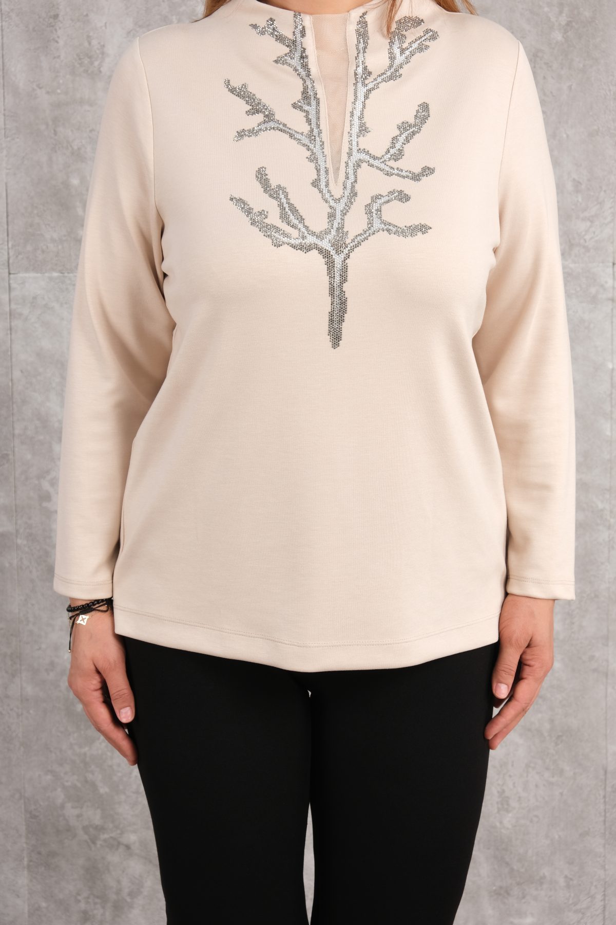 Plus Size Blouse-Beige
