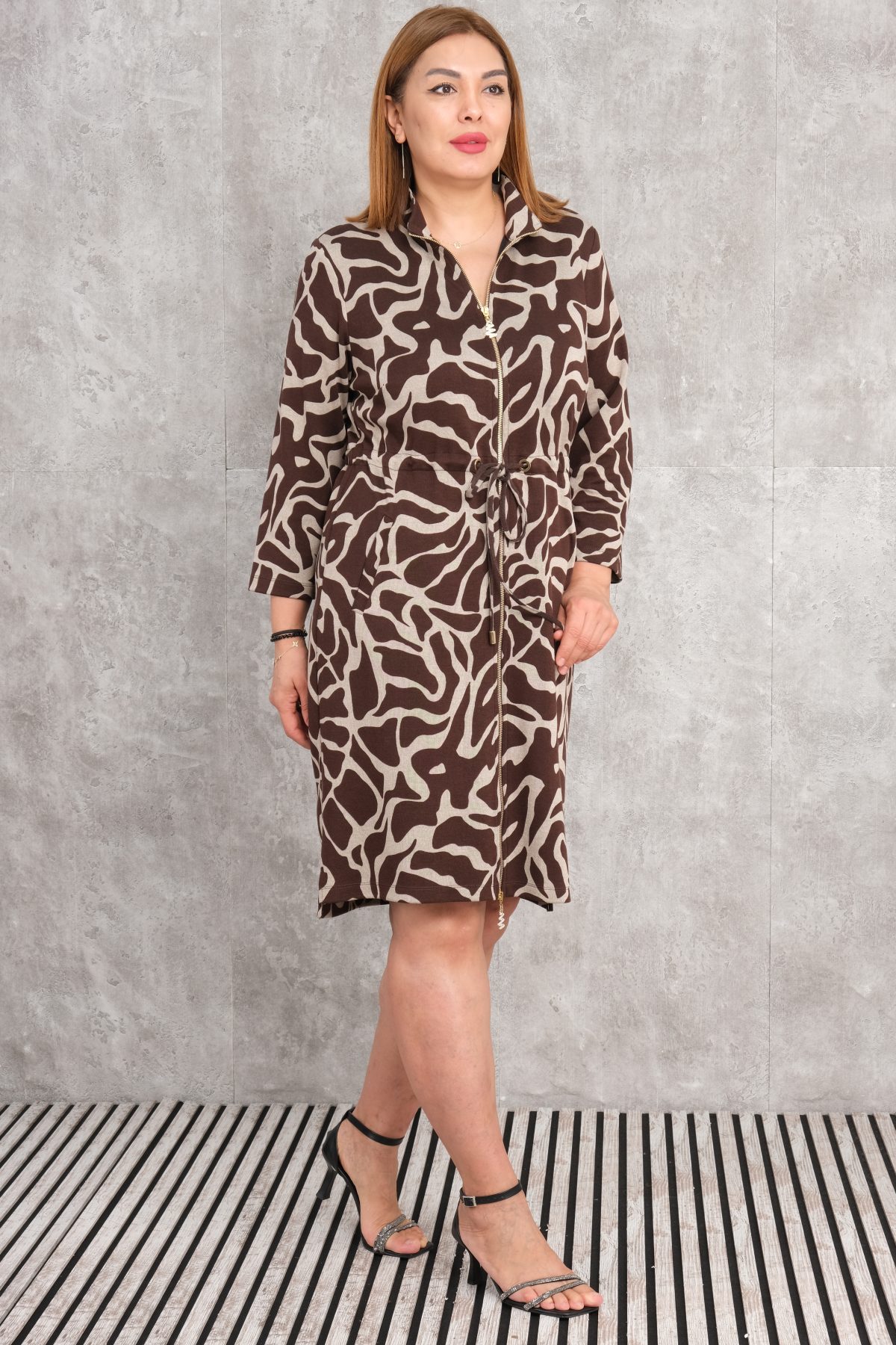 Plus Size Dress-Brown