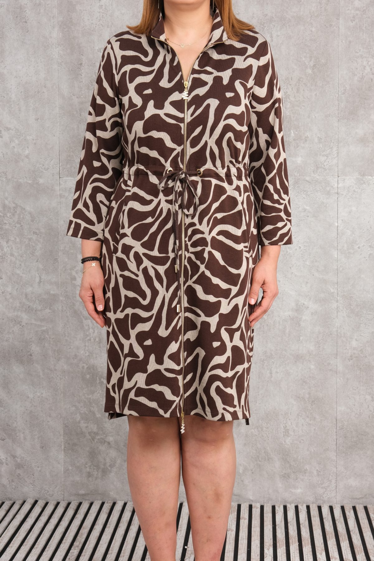 Plus Size Dress-Brown