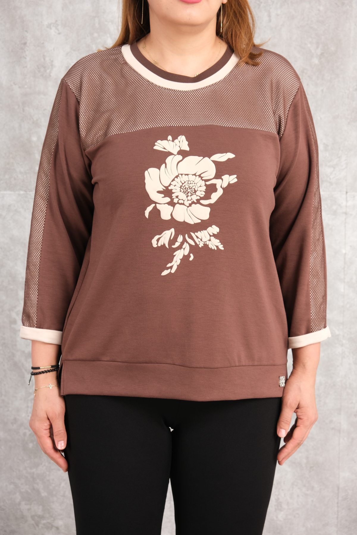 Plus Size Blouse-Brown