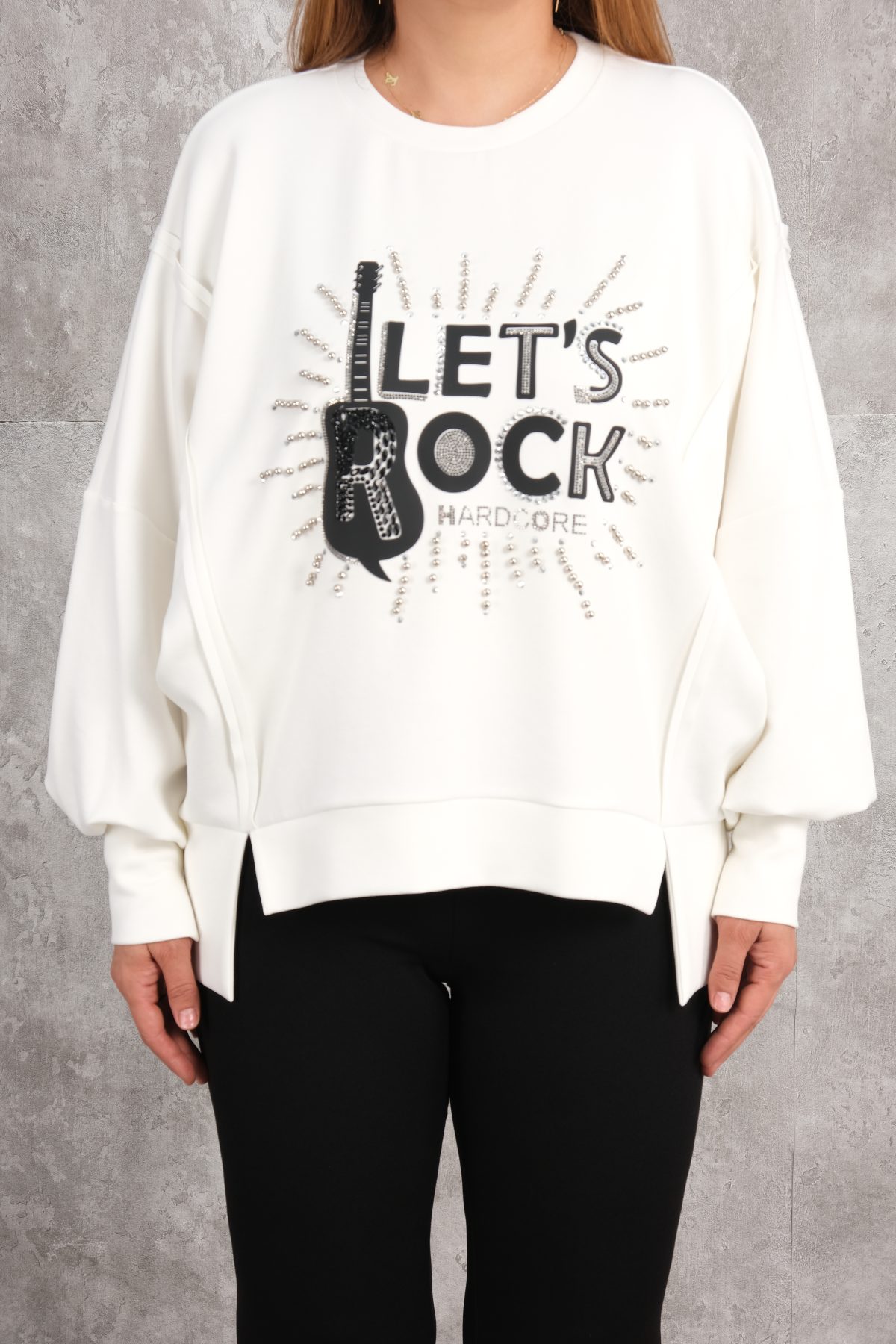 Plus Size Printed Blouse-White